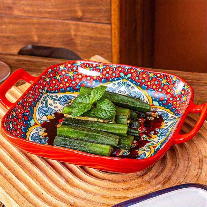 Elegant 9 Bohemian Ceramic Plates Perfect for Pasta Salads - Blu Lotus Boutique