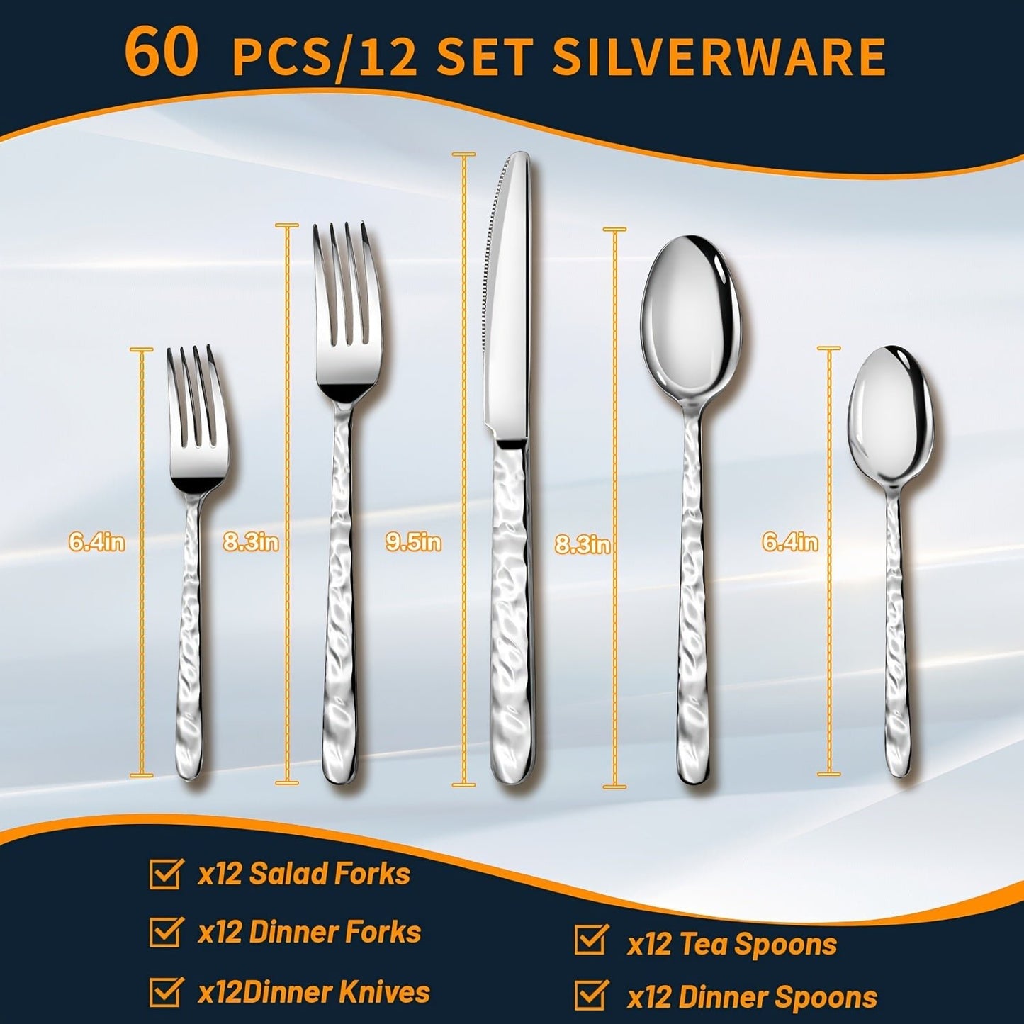 Elegant Stone Handle Silverware Set 4060 Pcs Mirror Polish - Blu Lotus Boutique