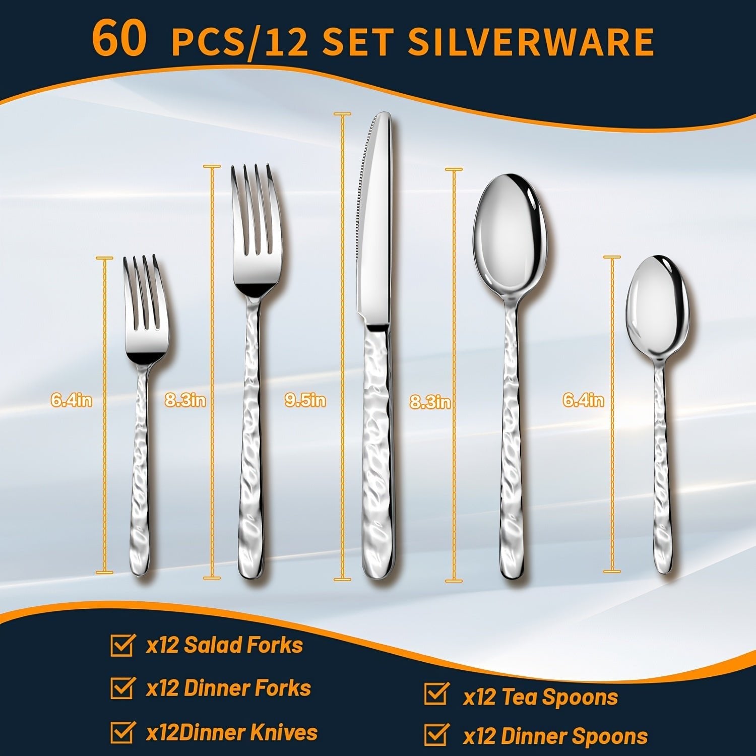 Elegant Stone Handle Silverware Set 4060 Pcs Mirror Polish - Blu Lotus Boutique