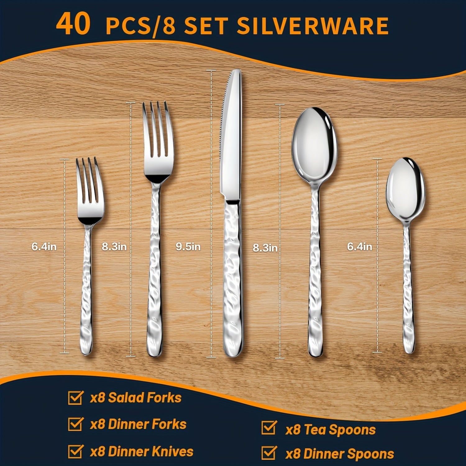 Elegant Stone Handle Silverware Set 4060 Pcs Mirror Polish - Blu Lotus Boutique