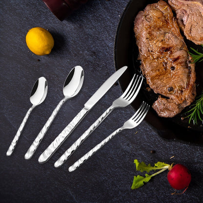 Elegant Stone Handle Silverware Set 4060 Pcs Mirror Polish - Blu Lotus Boutique