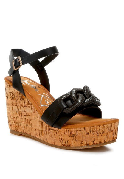 Emelda Cushion Chain Pin Buckle Wedges - Blu Lotus Boutique