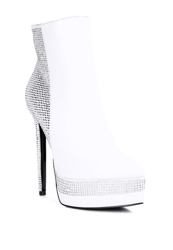 ENCANTO Diamante Set High Heeled Ankle Boot - Blu Lotus Boutique