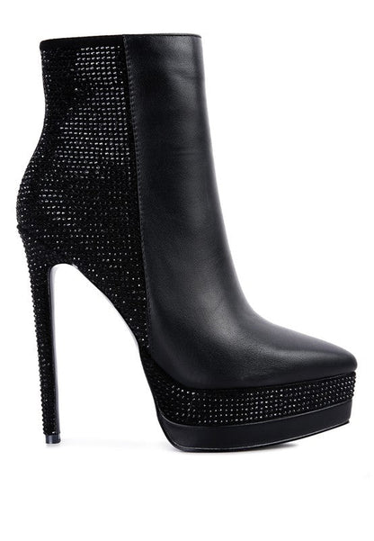 ENCANTO Diamante Set High Heeled Ankle Boot - Blu Lotus Boutique