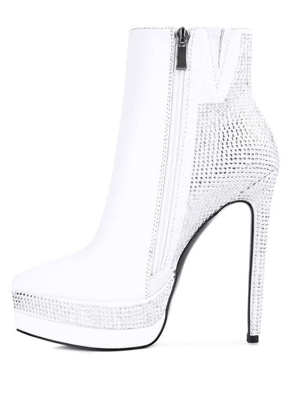ENCANTO Diamante Set High Heeled Ankle Boot - Blu Lotus Boutique