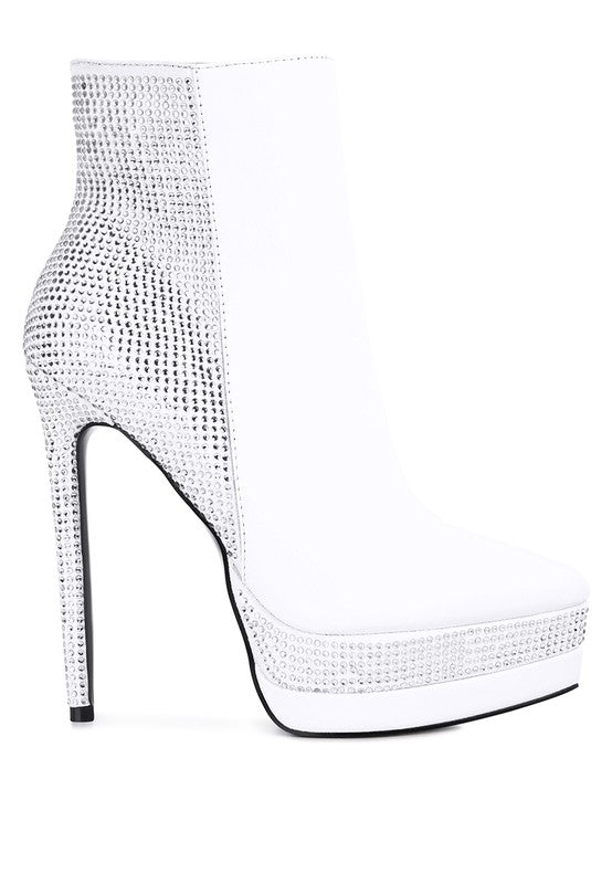 ENCANTO Diamante Set High Heeled Ankle Boot - Blu Lotus Boutique
