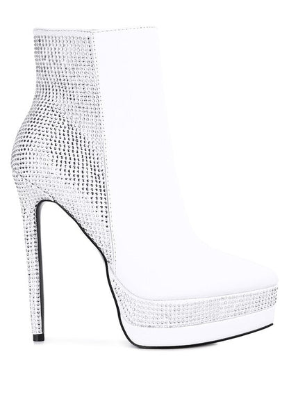 ENCANTO Diamante Set High Heeled Ankle Boot - Blu Lotus Boutique