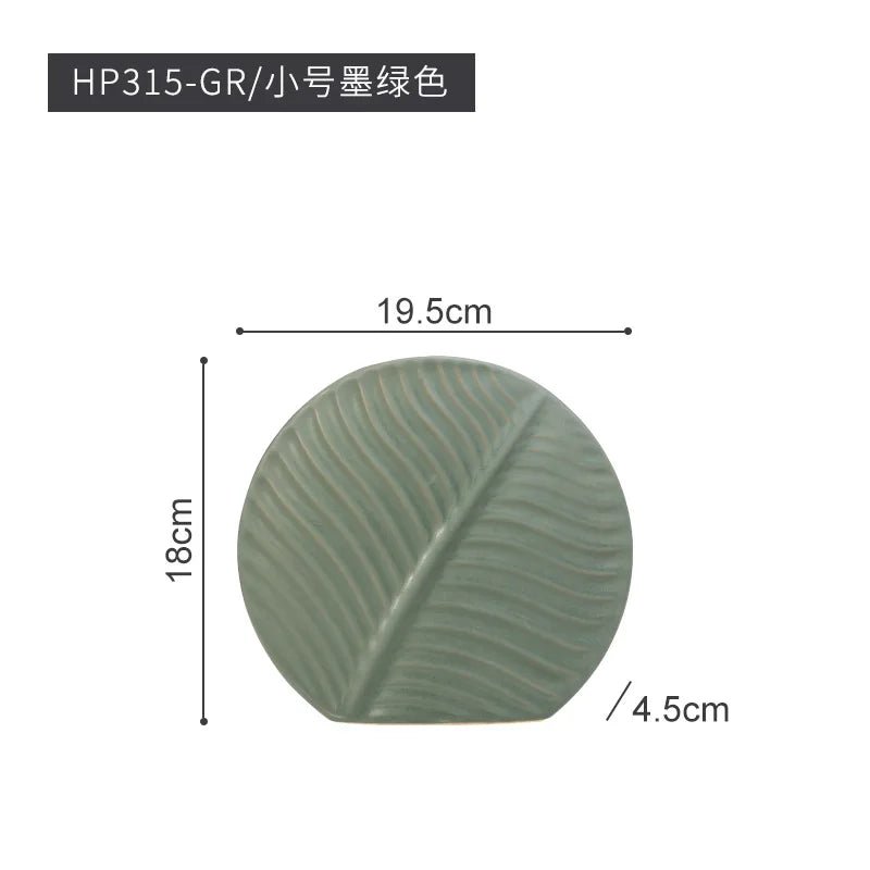 European Ceramic Vase Living Room Decoration Flower Arrangement Vase Desktop Creative Green Leaf Flower Arrangement Ornament - Blu Lotus Boutique