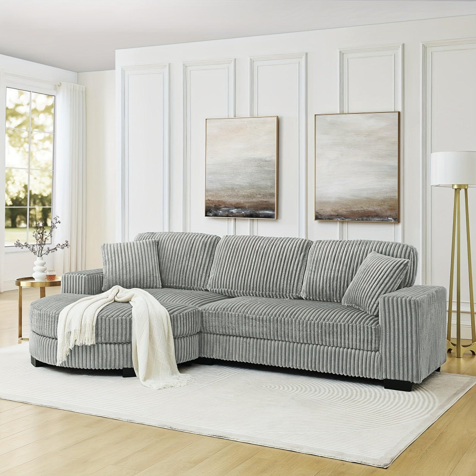 Extra Large Modular Corduroy Cloud Sofa with Footstool - Blu Lotus Boutique