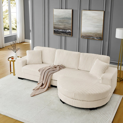 Extra Large Modular Corduroy Cloud Sofa with Footstool - Blu Lotus Boutique