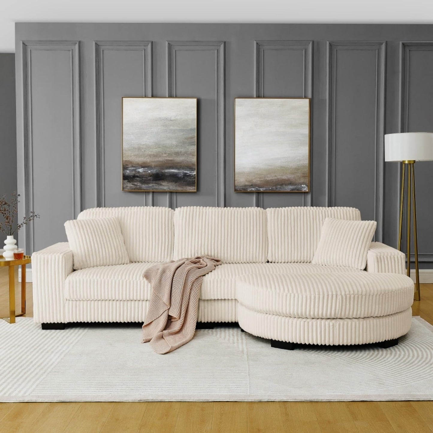 Extra Large Modular Corduroy Cloud Sofa with Footstool - Blu Lotus Boutique