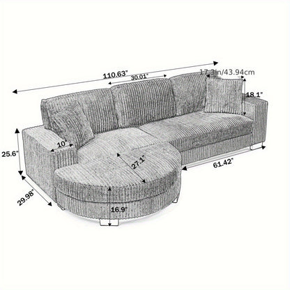 Extra Large Modular Corduroy Cloud Sofa with Footstool - Blu Lotus Boutique
