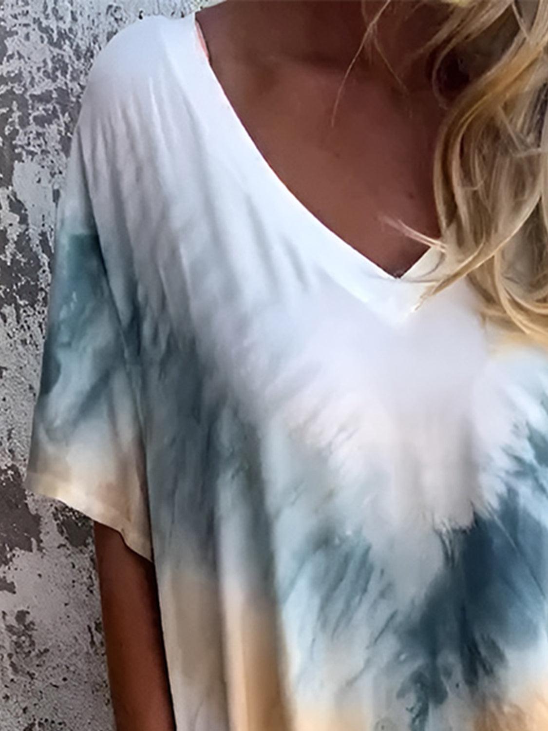 Full Size Pocketed Tie-Dye Short Sleeve Dress - Blu Lotus Boutique