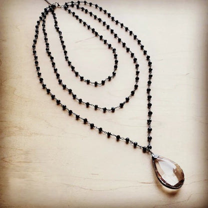 Faceted Glass Triple Strand Necklace w/ Glass - Blu Lotus Boutique