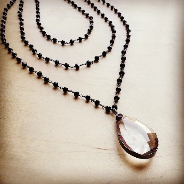 Faceted Glass Triple Strand Necklace w/ Glass - Blu Lotus Boutique