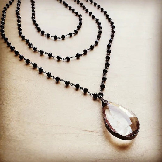 Faceted Glass Triple Strand Necklace w/ Glass - Blu Lotus Boutique