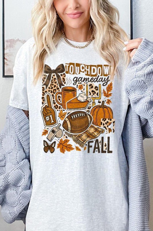 Fall Football Collage Graphic Heavy Cotton Tee - Blu Lotus Boutique