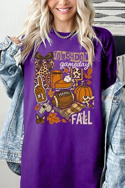 Fall Football Collage Graphic Heavy Cotton Tee - Blu Lotus Boutique