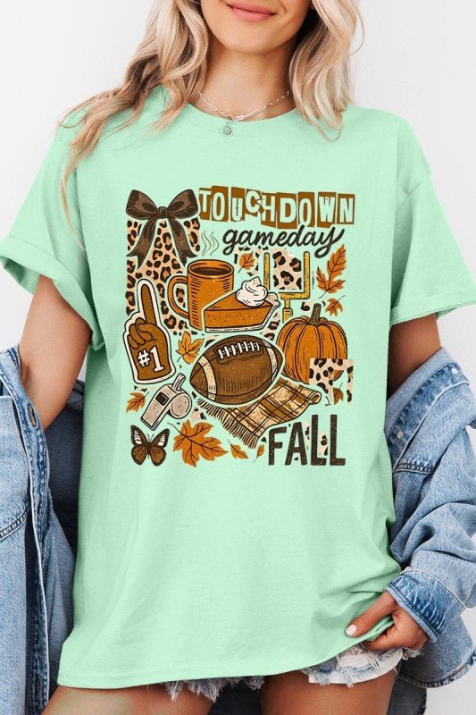 Fall Football Collage Graphic Heavy Cotton Tee - Blu Lotus Boutique