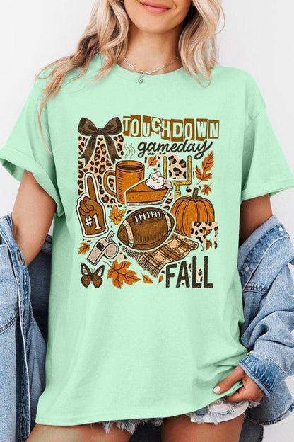 Fall Football Collage Graphic Heavy Cotton Tee - Blu Lotus Boutique