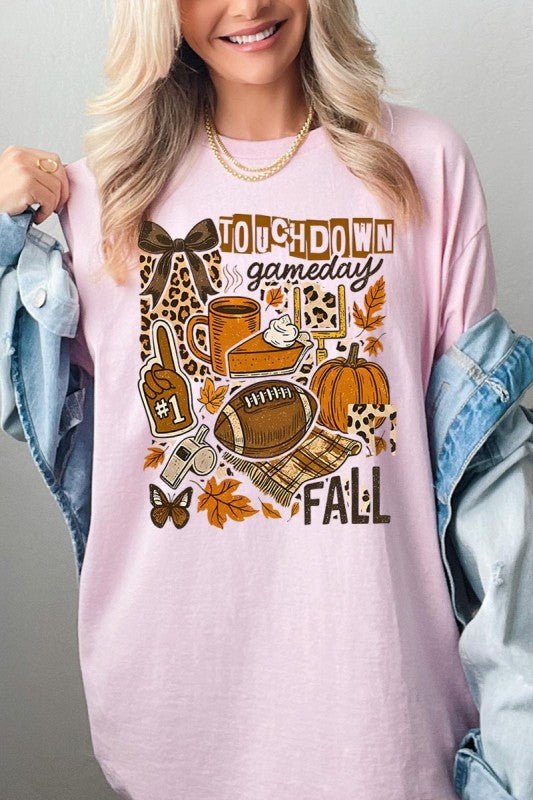 Fall Football Collage Graphic Heavy Cotton Tee - Blu Lotus Boutique