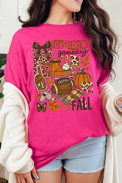 Fall Football Collage Graphic Heavy Cotton Tee - Blu Lotus Boutique
