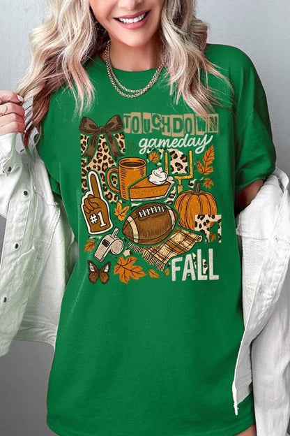 Fall Football Collage Graphic Heavy Cotton Tee - Blu Lotus Boutique