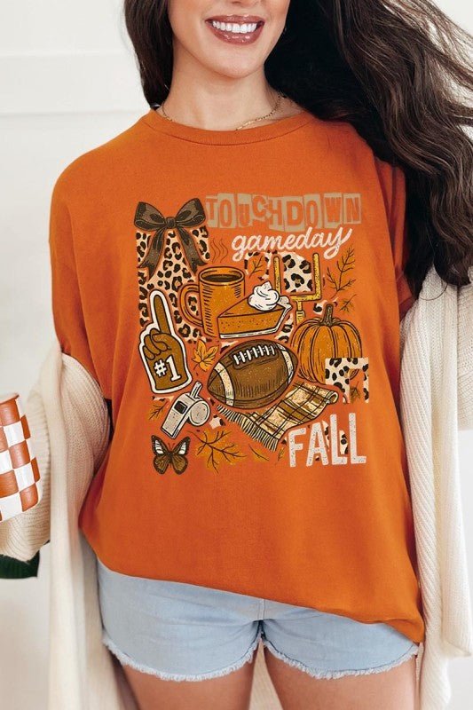 Fall Football Collage Graphic Heavy Cotton Tee - Blu Lotus Boutique