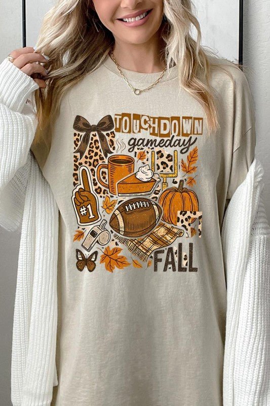 Fall Football Collage Graphic Heavy Cotton Tee - Blu Lotus Boutique