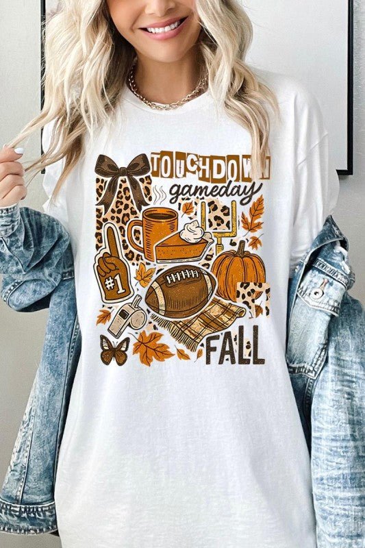 Fall Football Collage Graphic Heavy Cotton Tee - Blu Lotus Boutique