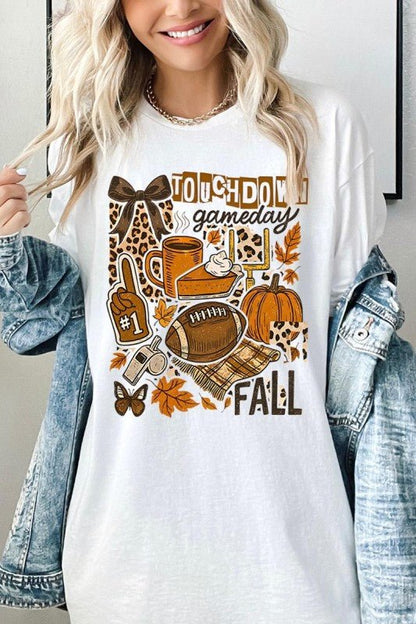 Fall Football Collage Graphic Heavy Cotton Tee - Blu Lotus Boutique