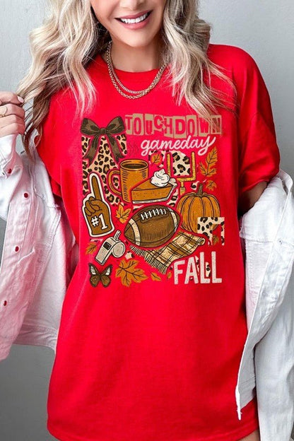 Fall Football Collage Graphic Heavy Cotton Tee - Blu Lotus Boutique