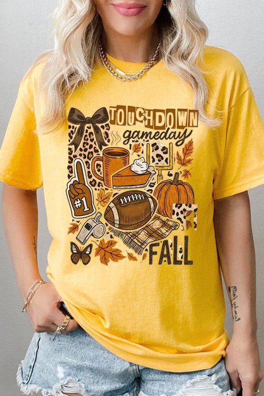 Fall Football Collage Graphic Heavy Cotton Tee - Blu Lotus Boutique