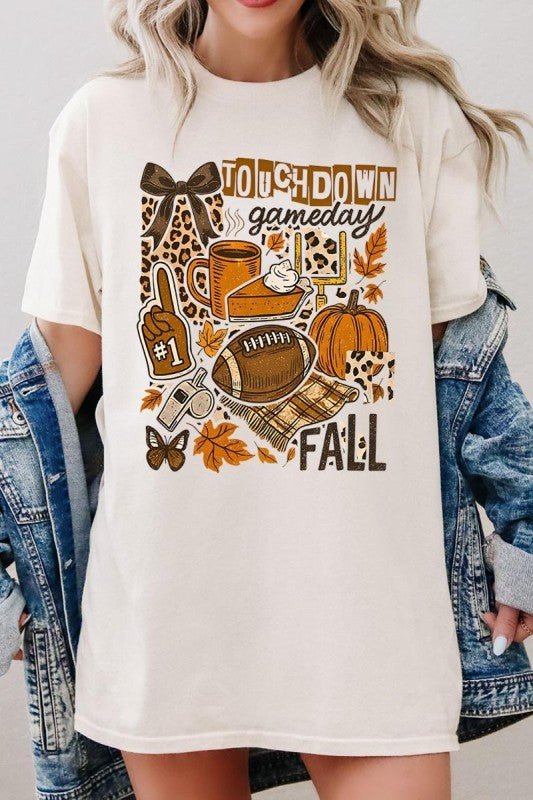 Fall Football Collage Graphic Heavy Cotton Tee - Blu Lotus Boutique