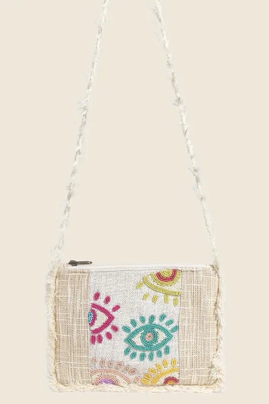 Fame Seed Beaded Eye Pattern Crossbody Bag - Blu Lotus Boutique