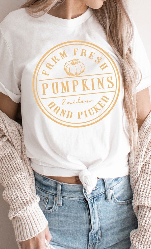Farm Fresh Pumpkins Circle Graphic Tee - Blu Lotus Boutique
