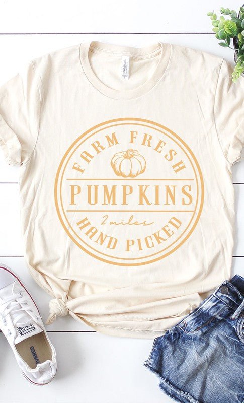 Farm Fresh Pumpkins Circle Graphic Tee - Blu Lotus Boutique