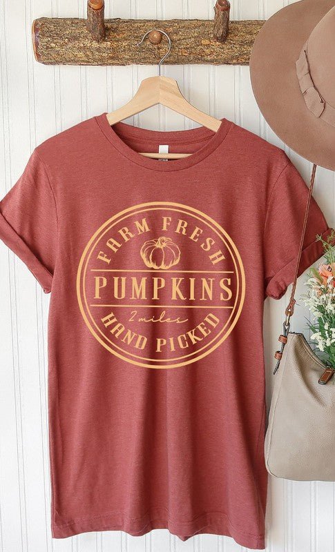 Farm Fresh Pumpkins Circle Graphic Tee - Blu Lotus Boutique
