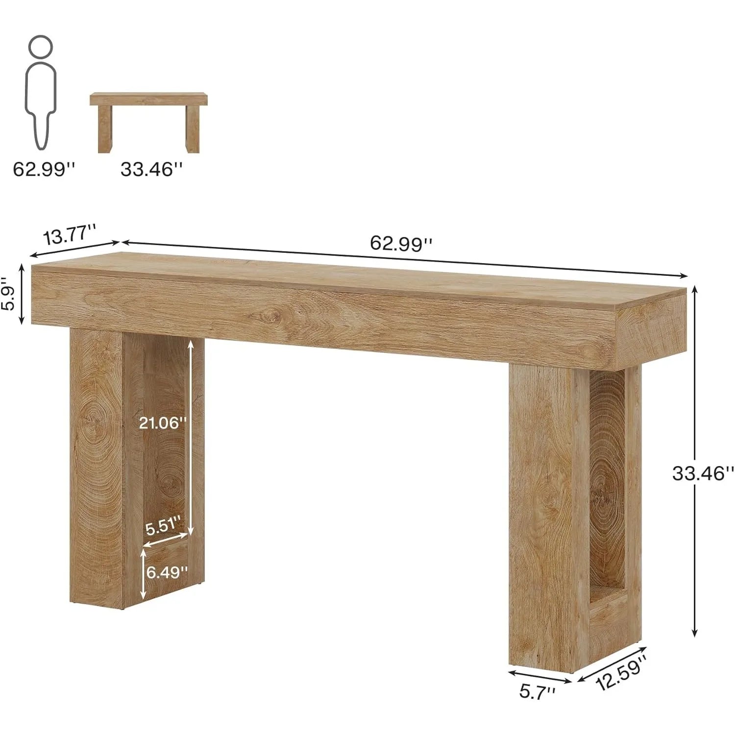 Farmhouse Console Table,63 - Inch Long Narrow Sofa Table Behind The Couch,Wooden Entryway Table for Entrance,Hallway, Living Room - Blu Lotus Boutique