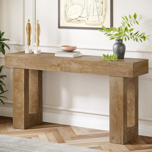 Farmhouse Console Table,63 - Inch Long Narrow Sofa Table Behind The Couch,Wooden Entryway Table for Entrance,Hallway, Living Room - Blu Lotus Boutique