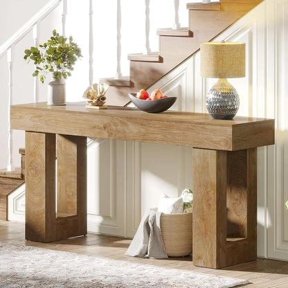 Farmhouse Console Table,63 - Inch Long Narrow Sofa Table Behind The Couch,Wooden Entryway Table for Entrance,Hallway, Living Room - Blu Lotus Boutique