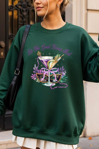 Festive Mardi Gras Graphic Sweatshirt - Blu Lotus Boutique