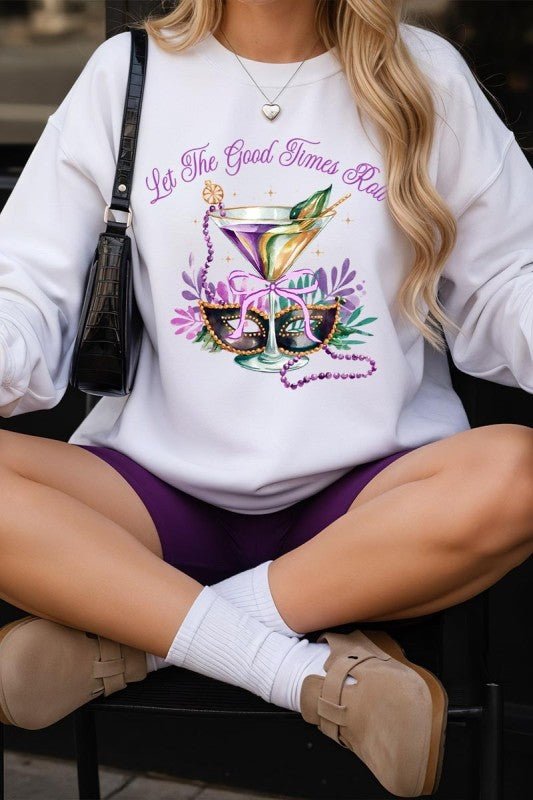 Festive Mardi Gras Graphic Sweatshirt - Blu Lotus Boutique