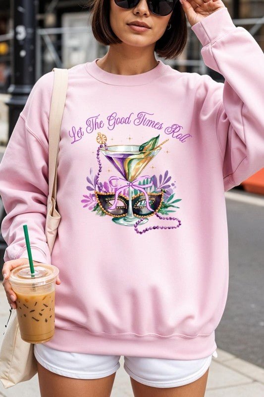 Festive Mardi Gras Graphic Sweatshirt - Blu Lotus Boutique
