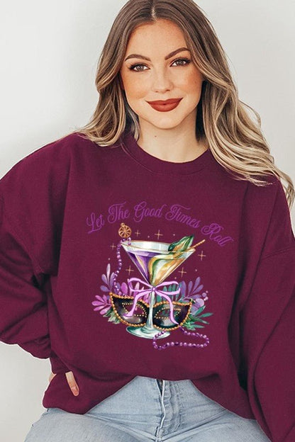 Festive Mardi Gras Graphic Sweatshirt - Blu Lotus Boutique