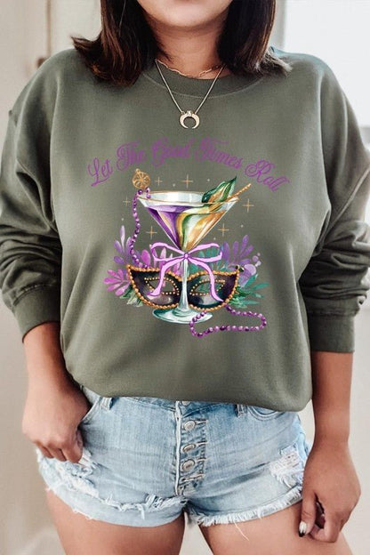 Festive Mardi Gras Graphic Sweatshirt - Blu Lotus Boutique