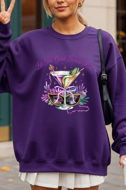 Festive Mardi Gras Graphic Sweatshirt - Blu Lotus Boutique