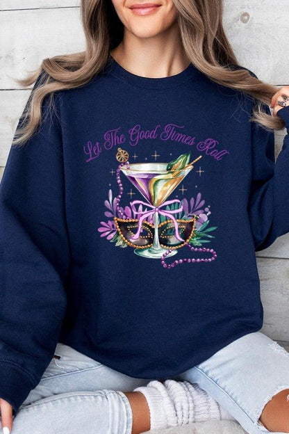 Festive Mardi Gras Graphic Sweatshirt - Blu Lotus Boutique
