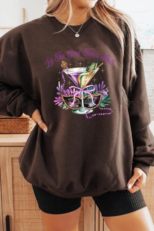 Festive Mardi Gras Graphic Sweatshirt - Blu Lotus Boutique