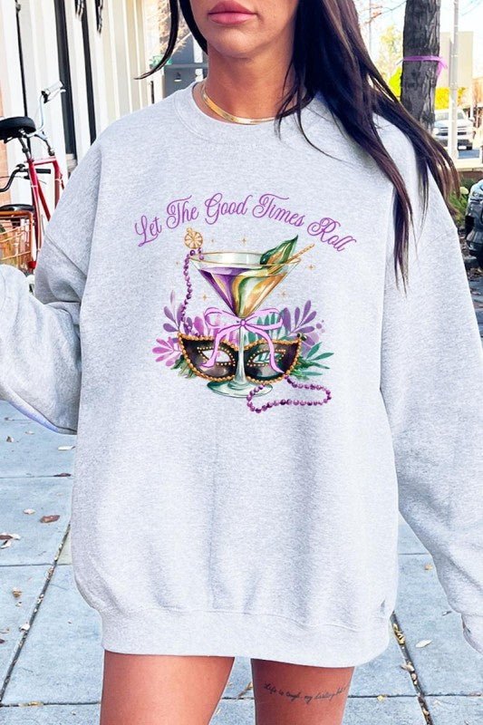 Festive Mardi Gras Graphic Sweatshirt - Blu Lotus Boutique